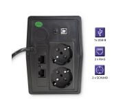 Qoltec Monolith (850VA/480W, 2xSchuko, USB, LCD, AVR) - 745080 - zdjęcie 2